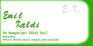 emil kaldi business card